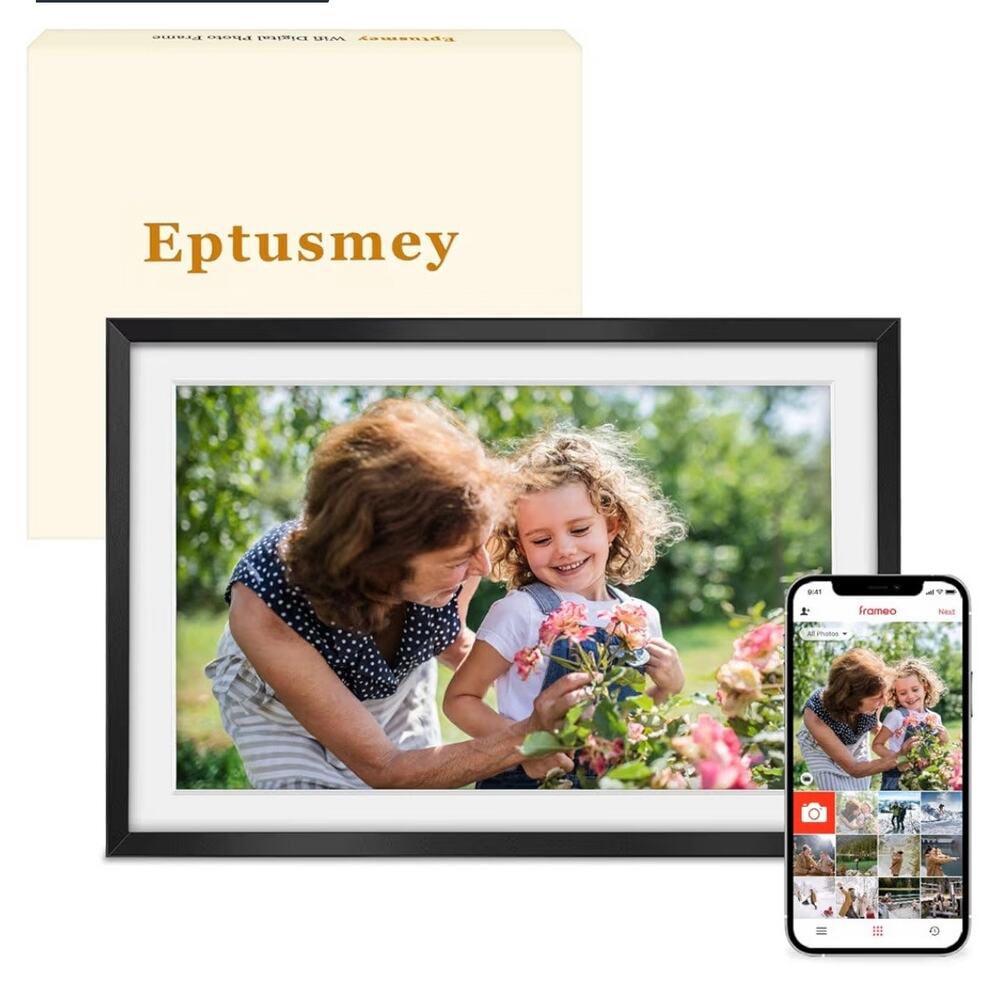 Eptusmey Wi-Fi Digital Photo Frame Black, New, In the Original Box 10.1" Display